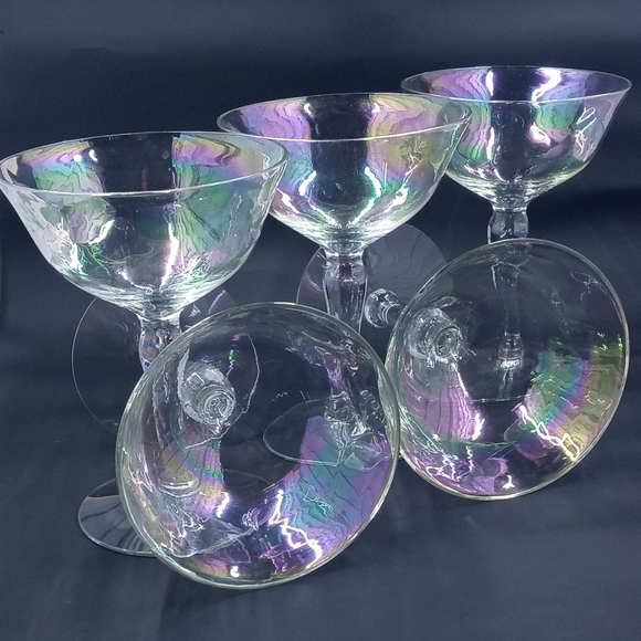 Dining Vintage Stunning Iridescent Wine Glasses Set Of 5 Poshmark